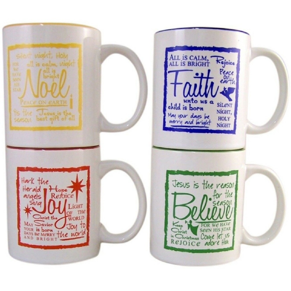 CHRISTMAS MUGS SET  Of Four 10 Oz Mugs FINAL$ NEW